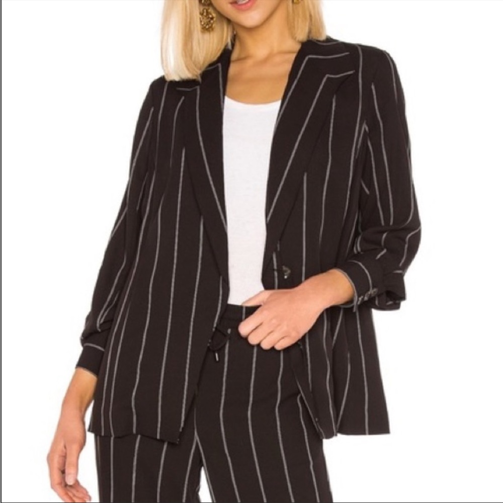 Anine Bing Striped Single Button Blazer Jacket